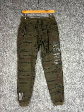 ASRV Olive Green Camo Tech Joggers with Side Logo Men Size Medium